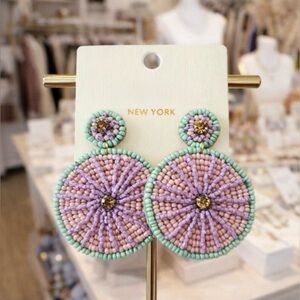 Lavender Glow Round Beaded Earrings